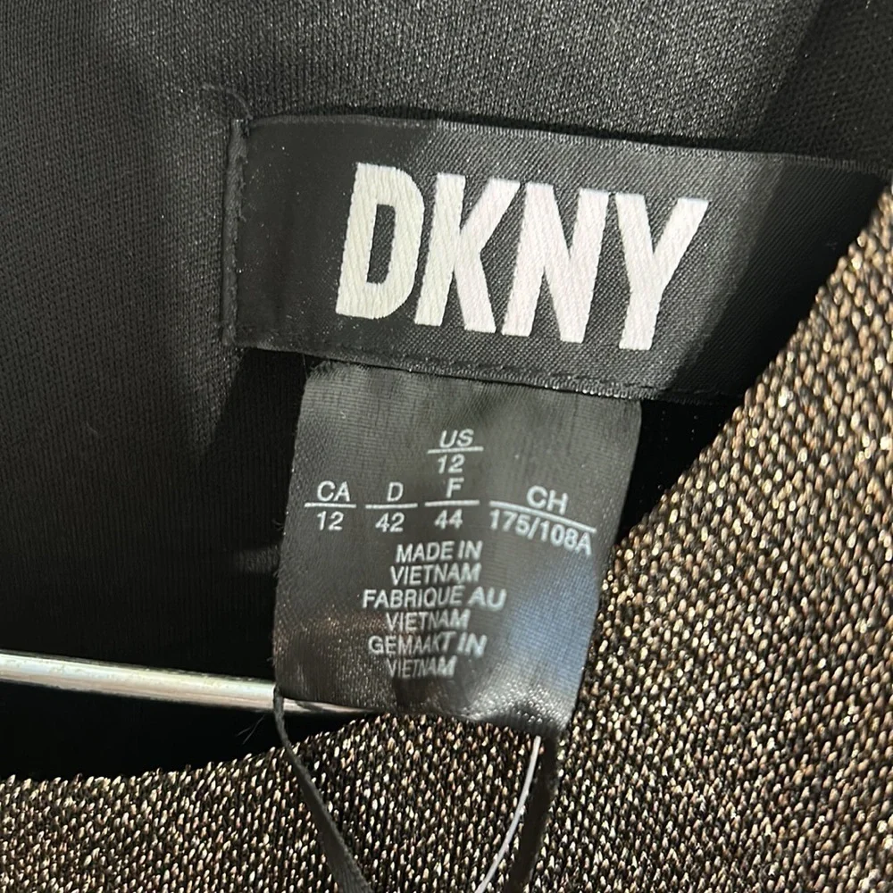 DKNY Long Sleeve Knit Cut Out Sheath metallic gold women’s 12 new with tags